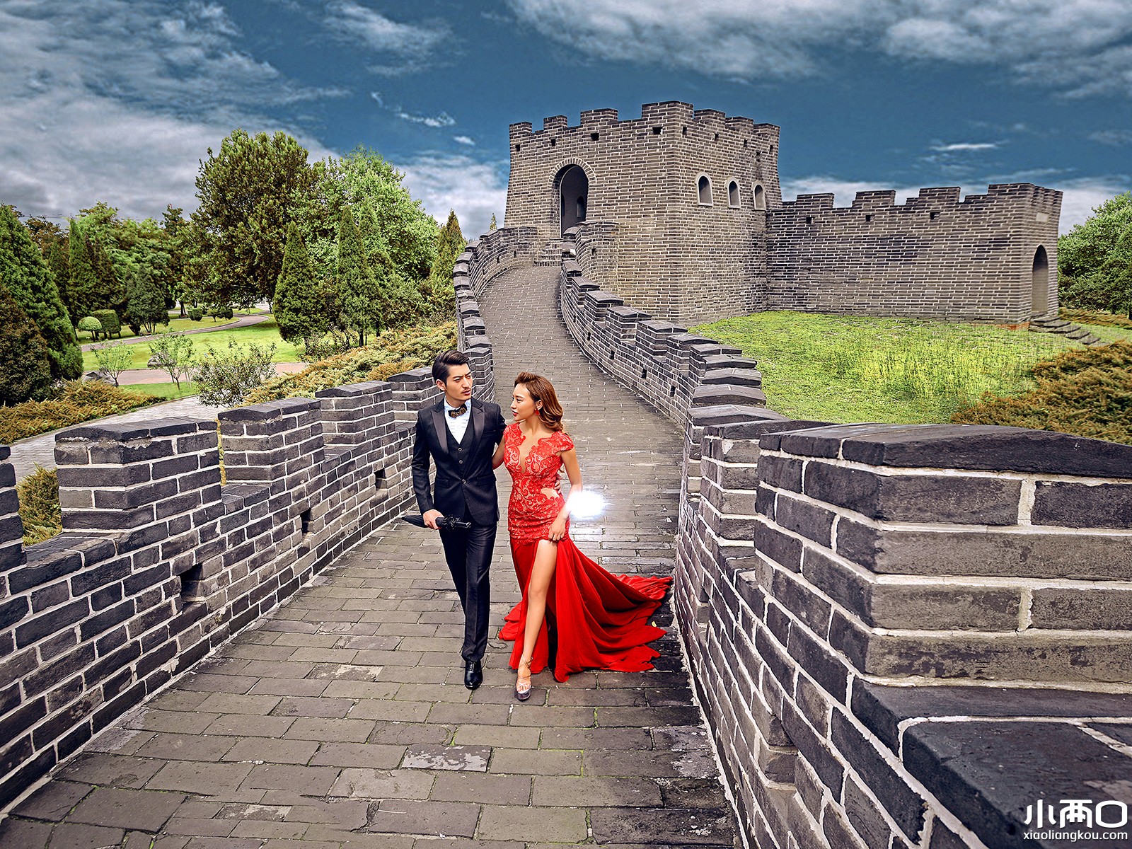 长城-北京北京水晶之恋婚纱摄影-百合婚礼